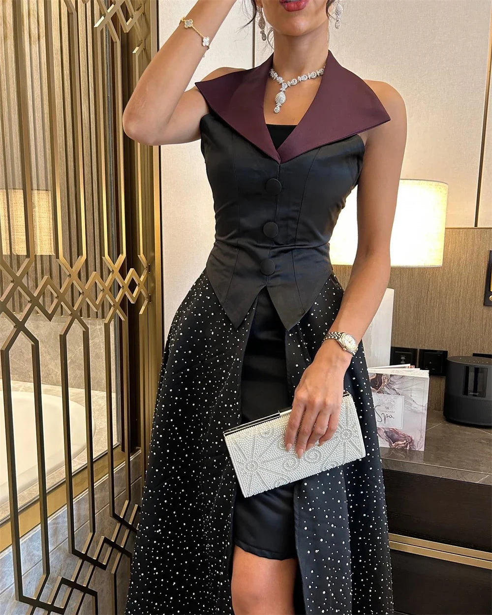 Customized Fashion Intricate V Neck Empire  Sequin Floor Length Sleeveless Button Tank Formal Evening Gowns платье женское