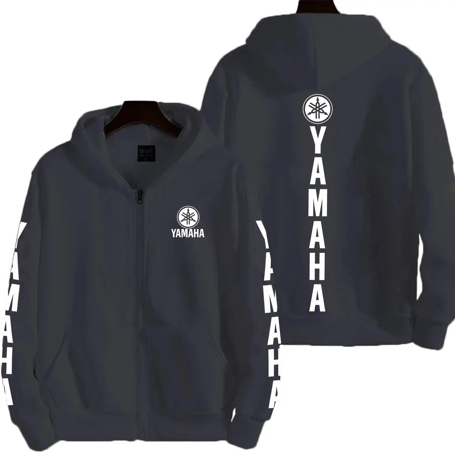 Men's YAMAHA Zipper Hoodie Long Sleeve Motorcycle Racing Printed Hoodie Sportswear Casual Street Couple Jacket with Pocket