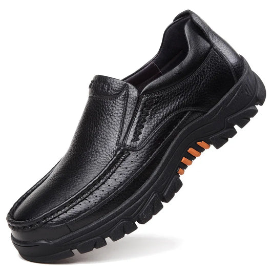 Genuine Leather Shoes Men Loafers Soft Cowhide Mens Casual Shoes Brand Male Footwear Black Brown Slip-on Thick Sole
