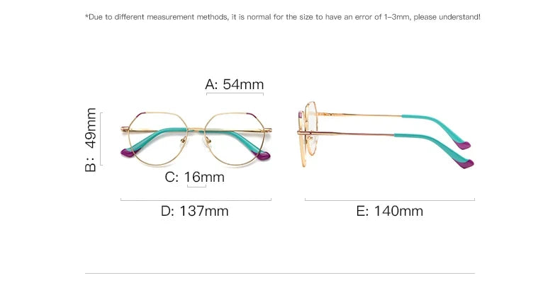 Metal Myopia Prescription Glasses Hyperopia Reading Glasses Women Anti Blue Light Computer  Glasses Optical Glasses Frame