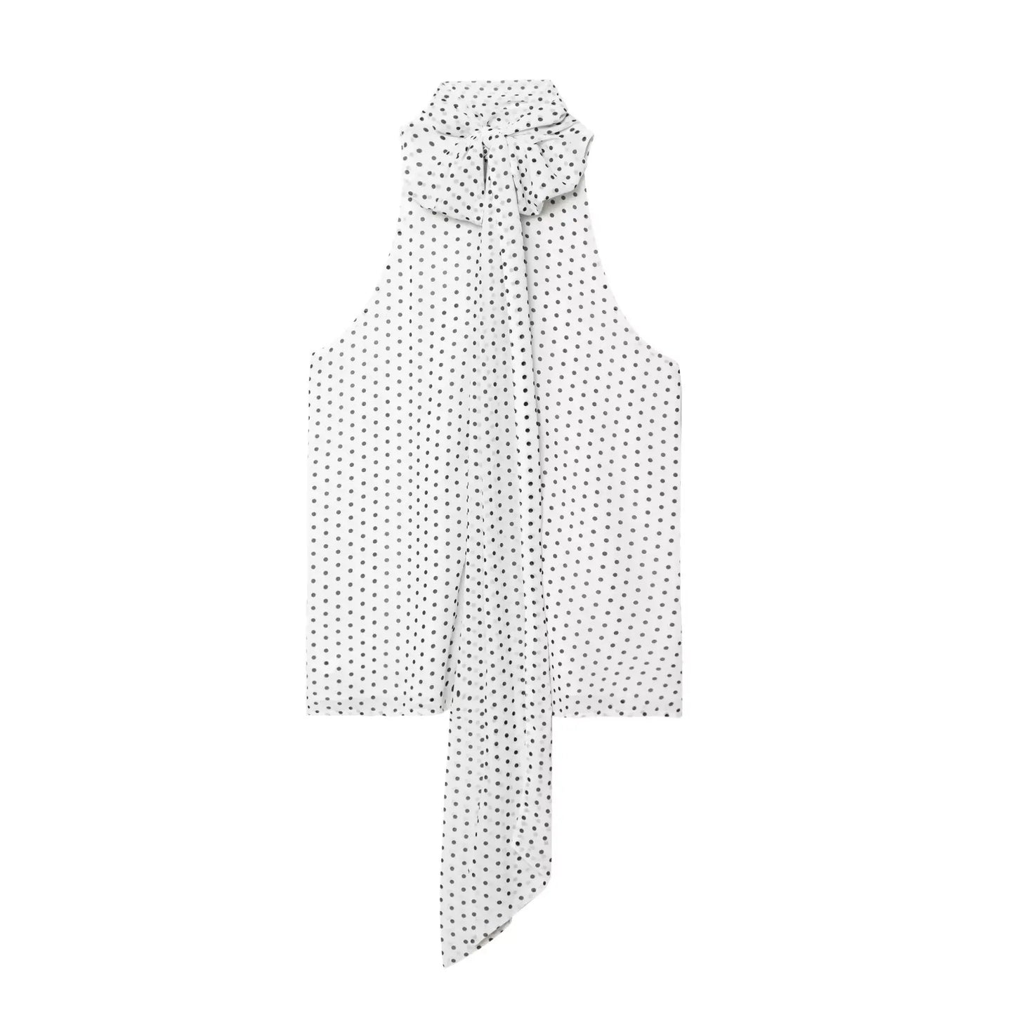 2025 Women Chic Sleeveless Bow Tied Polka Dots Print Chiffon Vest Blouse Camis Tank Lady Casual Halter Shirts Tops LS9263