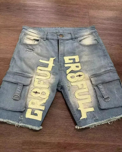 Y2K New Popular Denim Shorts Patch Vintage Shorts Men Women Street Hip Hop Fashion Harajuku Punk Loose High Waist Wide Leg Pants