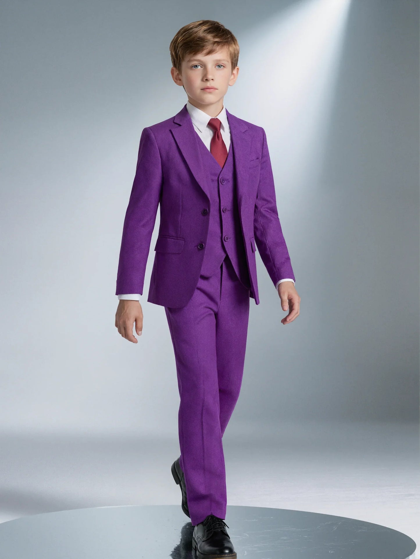 Boys Suit 5 Piece Jacket Vest Pants Shirt Tie Random Wedding Birthday Party Gift Performance Uniform School Uniforms Size 4-16Y