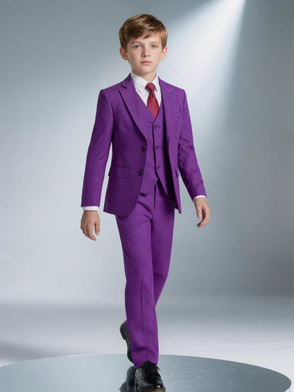 Boys Suit 5 Piece Jacket Vest Pants Shirt Tie Random Wedding Birthday Party Gift Performance Uniform School Uniforms Size 4-16Y