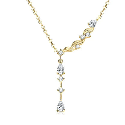 Marquise/Round/Rectangular Cut Moissanite Pendant Necklace For Women Three Stone Irregular Moissanite Diamond Necklace
