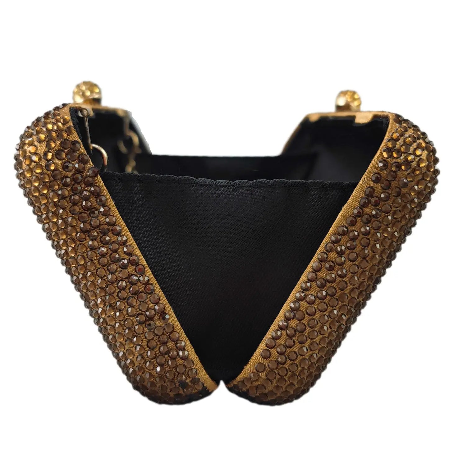Women Brown Crystal Evening Bag Formal Party Dinner Rhinestone Handbags and Purses Bridal Diamond Clutch Purse