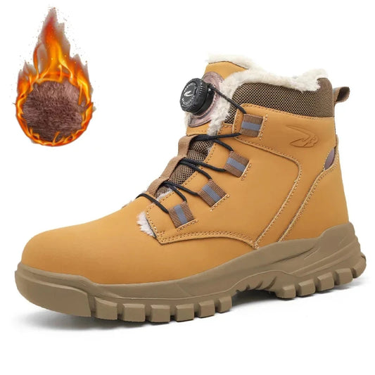 Fashion 2024 Winter Velvet Men Work Safety Shoes Construction Site Indestructible Waterproof Steel Toe Cap Boots Male Footwear