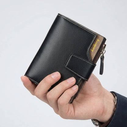 Portefeuille court multifonctionnel pour homme avec poche zippée sur le côté pour la monnaie, accessoire tendance pour homme, portefeuille décontracté pour homme d'affaires, cadeau simple et élégant pour homme