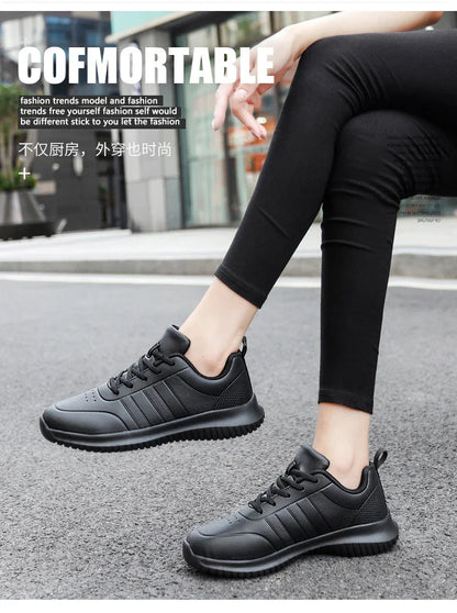 Causal Chef Shoes four Season new Lightweight Soft Sole Comfort Oil proof Men and Women's Chef Business Work Leather Shoe