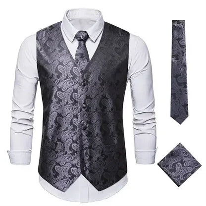 Red Men's Single Breasted V-Neck Sleeveless Vest Jacket, Wedding Party Vests, White Black Blue Green Waistcoat With tie and
