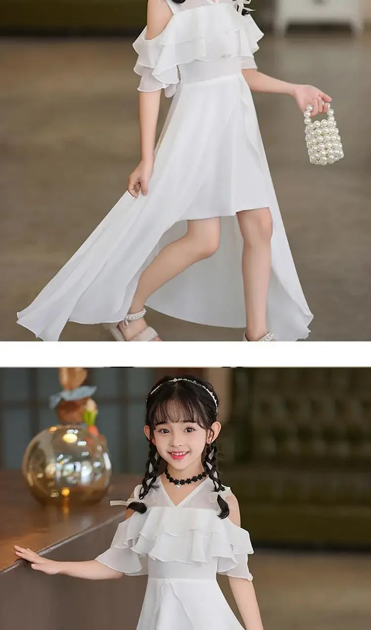Fashion Chiffon Boho Girls Dresses Bohemian Beach Kids Clothing Vestido Girl Outfit Robe Fille Casual Maxi Children Dress Summer