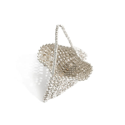 Handmade Bead Bag Bead Glitter Woven Phone Bag Luxury Bags for Women Shiny Sequins Shoulder Crossbody Bag Evening Hobos