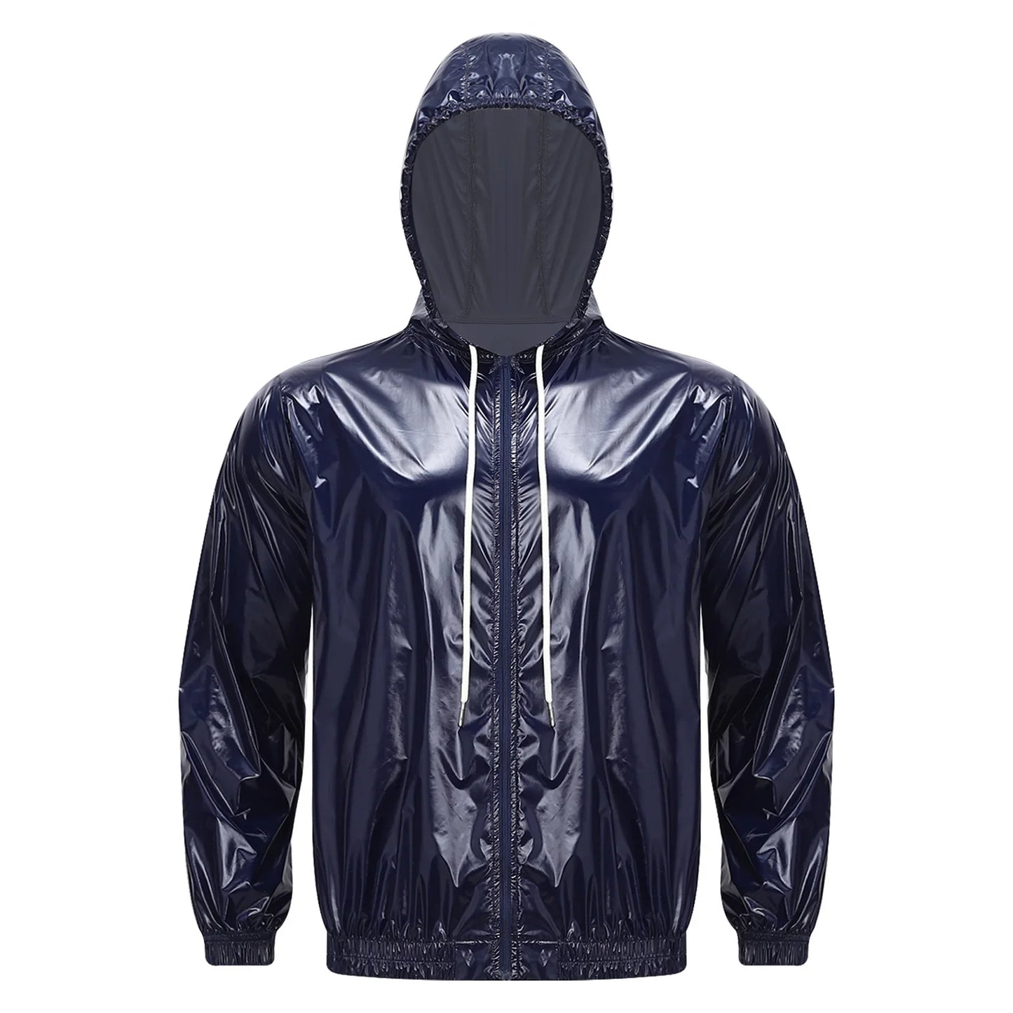 Mens Waterproof Hooded Jacket Tops Breathable Raincoat Waterproof Windproof Outdoor Biking Fishing Jacket Hood Outerwear