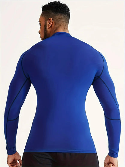 Fitness tight fitting men's long sleeved sports running basketball elastic base shirt with quick absorption and sweat wicking pr