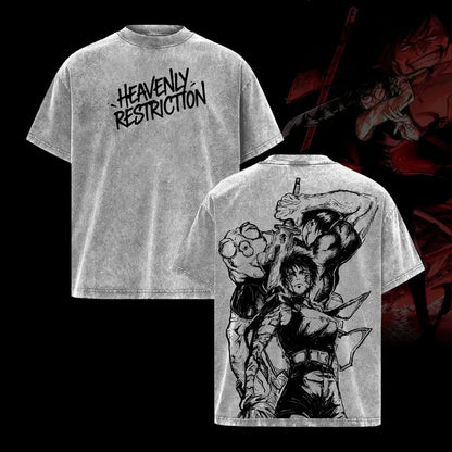 Jujutsu Kaisen Fushiguro Toji Anime T-shirt Zenin Maki Washed Oversized T Shirt Men Women Clothing Short Sleeve Cotton Tees Tops