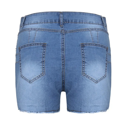 2025 New Summer Womens Jeans Shorts Jeans Short Length High Waisted Broken Denim Shorts Ripped Jeans High Waisted Hotpant Shorts
