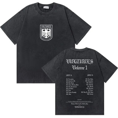 Washed Vintage Rapper Kanye West Graphic T-shirts THE LIFE OF PABLO Cover Print Tshirt Men Hip Hop Fashion Oversized T Shirts