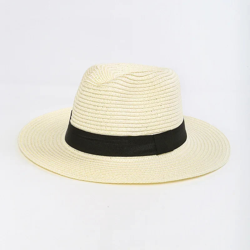 Large Size 56-60cm New Natural Panama Straw Hat Summer fashion Men Women Wide Brim Beach UV Protection Fedora Bohemia Sun Hat