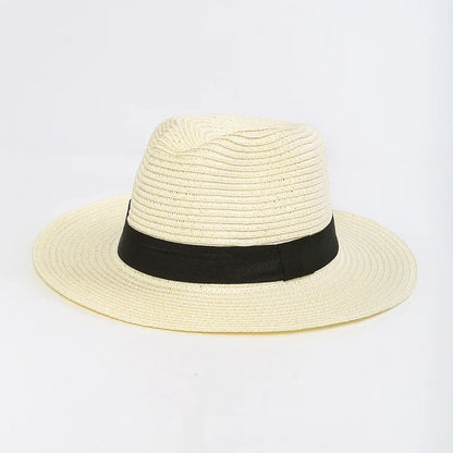 Large Size 56-60cm New Natural Panama Straw Hat Summer fashion Men Women Wide Brim Beach UV Protection Fedora Bohemia Sun Hat