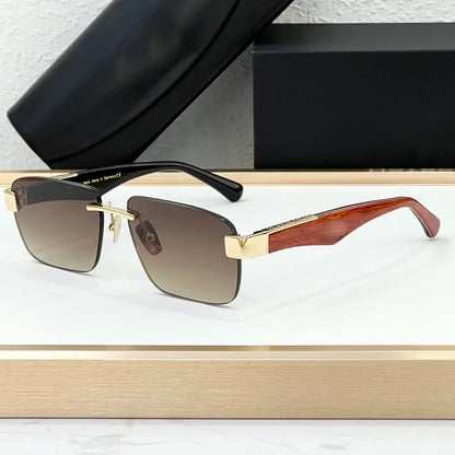 Luxury Rimless Sunglasses Irregular Square Alloy Acetate High Street Men Women Handmade in Germany UV400 THE MAGIC III with Case