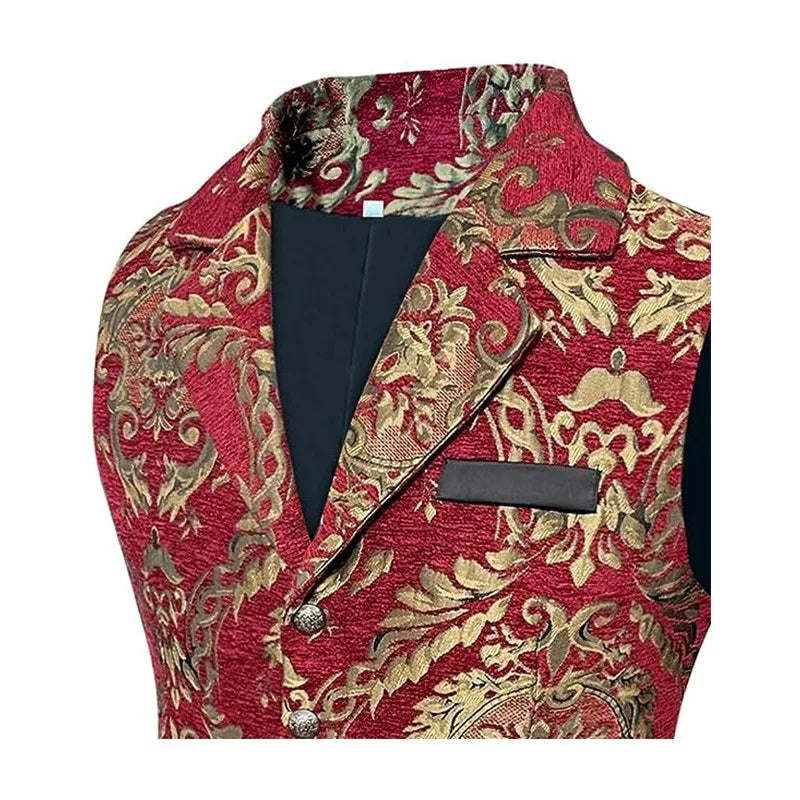 Four Seasons Men Suit Vest Contrast Color Printed Male Vest Slim Single-breasted Sleeveless Versatile Man Waistcoat