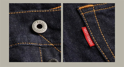 Slim Straight Jeans Rinsed Spring Men's Red Selvedge Denim Pants GT-0003