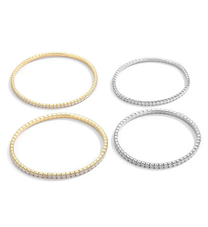 2.5/3mm Moissanite Tennis Bracelets Elastic Bangle Plated 18K Gold for Women Certified Lab Diamond Hand Chain Fine Jewelry