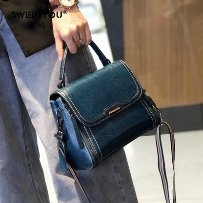 Cowhide Women's Tote Bag 2024 New Luxury Genuine Leather Shoulder Crossbody Bags High Quality Vintage Female Handbag 6241