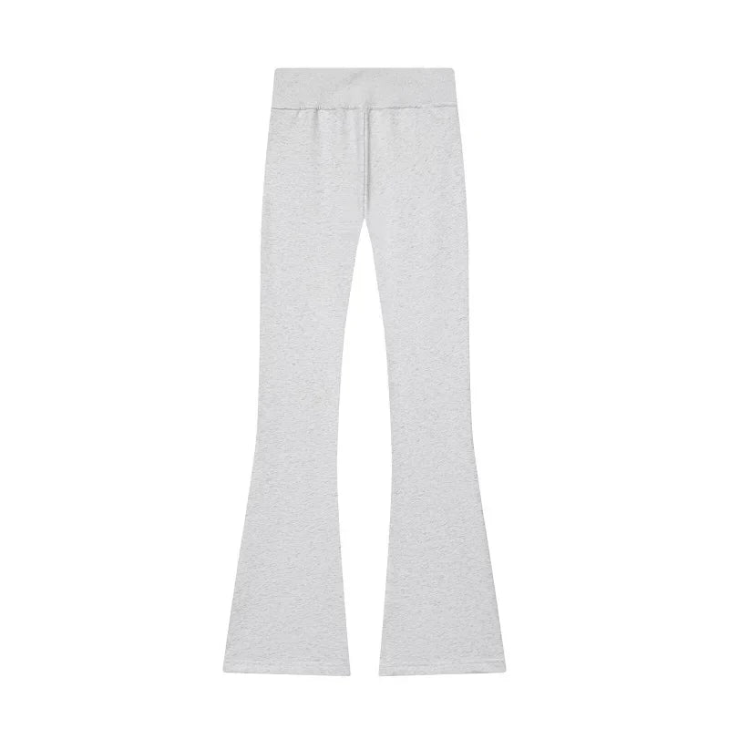 Flare Pants Sets for Women 2 Pieces Fleece High Waist Woman Trousers Sets Zipper Cropped Women's Jacket Streetwear Outfits