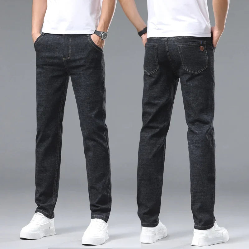 2024 Fashion Men Stretch Loose Straight Jeans Casual Elastic Slim Fit Denim Pants Male Brand Business Trousers Large size 38 40
