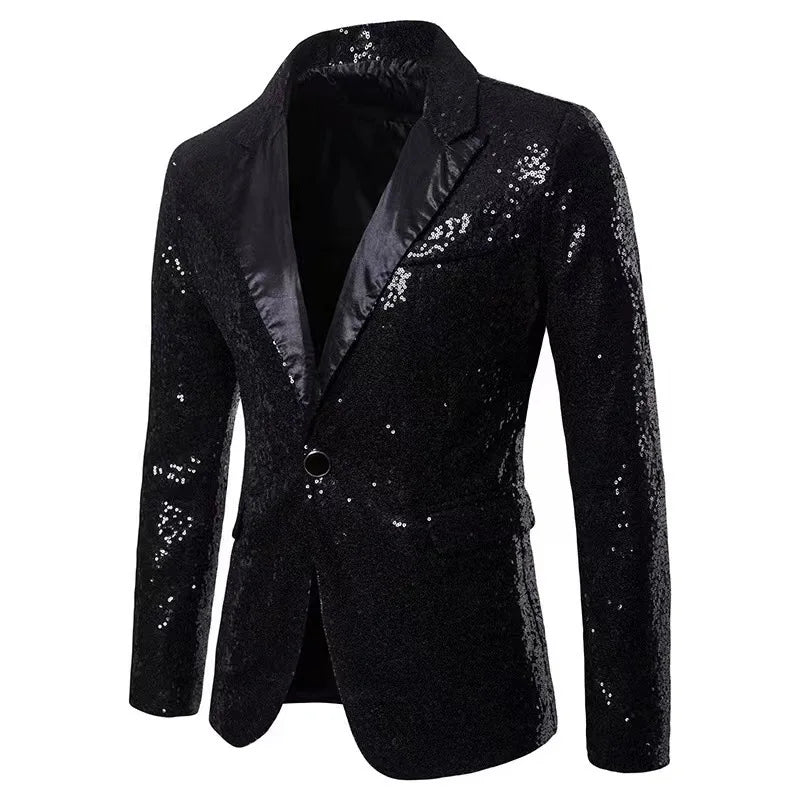 European and American Hosting Performance Dress High End Men's Gold Sequin Suit Korean Version Slim Fit Studio Suit Jacket