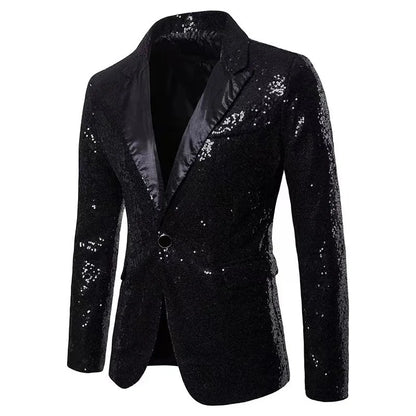 European and American Hosting Performance Dress High End Men's Gold Sequin Suit Korean Version Slim Fit Studio Suit Jacket