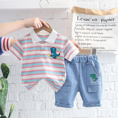New Summer Baby Girls Clothes Suit Children Boys Striped T-Shirt Shorts 2Pcs/Sets Toddler Casual Cotton Costume Kids Tracksuits