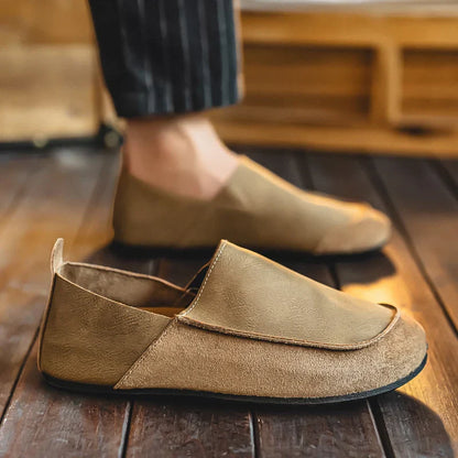 Man Loafers Outdoor Walking Fashion Mens Casual Shoes Soft Leather Comfort Half Slippers Breathable Lazy Driving Shoes
