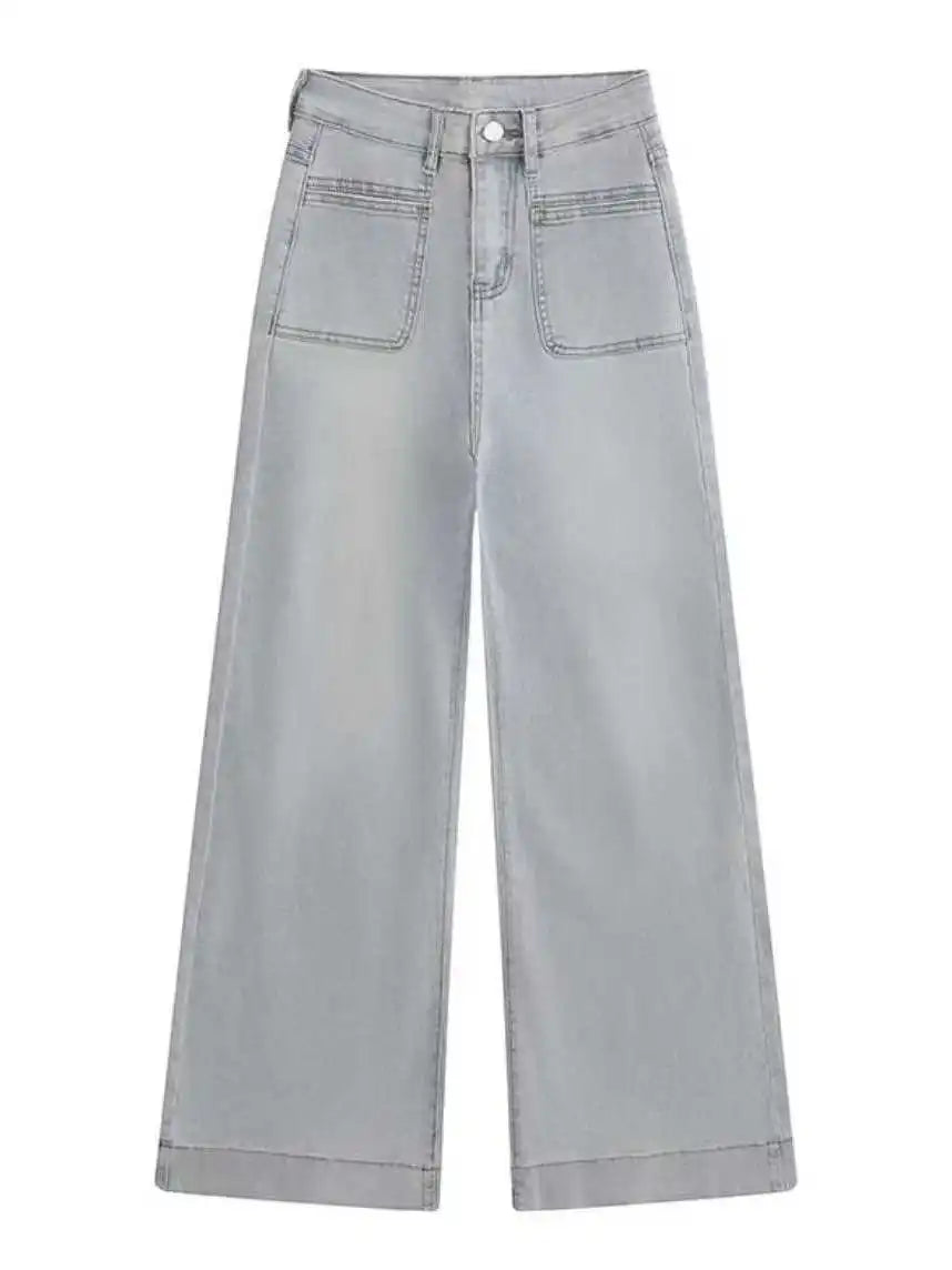 Light Wa Wide Leg Oversized Jeans Women's Small Size Loose Slimming Lazy Versatile Drapey Flared Floor-Length Trendy Pants