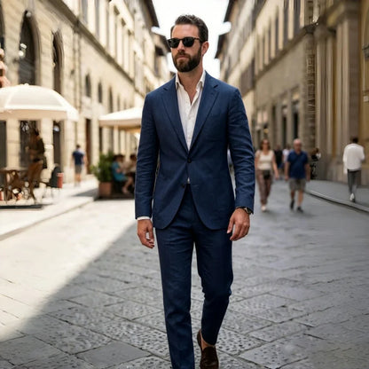 Linen Summer Suits for Men 2 Pieces Single Breasted Breathable Lightweight Jacket with Pants Tailor Made Wedding Tuxedo 2026