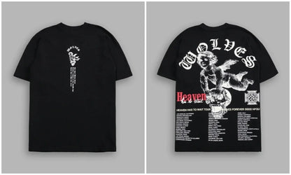 WOLVES CLUB STABILITY "PREMIUM" OVERSIZED TEE IN BLACK Summer Men's and Women's T-shirt Fashion Loose Printed Tops