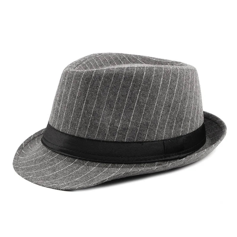 Spring and Autumn British Black and White Striped Cloth Jazz Fedoras  Men's New Casual Versatile Couple Sunshade Hat Outdoor