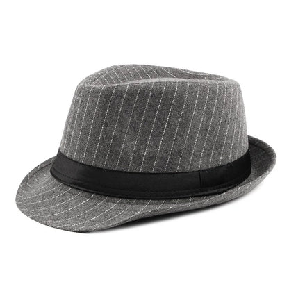 Spring and Autumn British Black and White Striped Cloth Jazz Fedoras  Men's New Casual Versatile Couple Sunshade Hat Outdoor