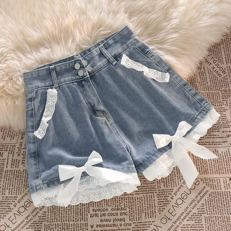 Blue High Waist Denim Shorts for Women Youthful Cheap Classic Stretchy Kpop Japanese 2000s Style Hot XL Short Jean Pants Woman