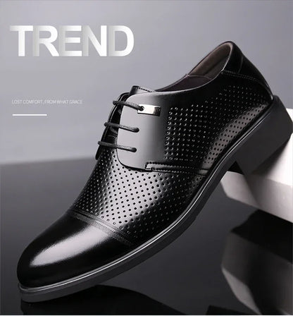 Height Increasing Shoes Man Hollow Breathable Taller Elevator Shoes 6CM Invisible Insole for Daily Men Heighten Wedding Shoes