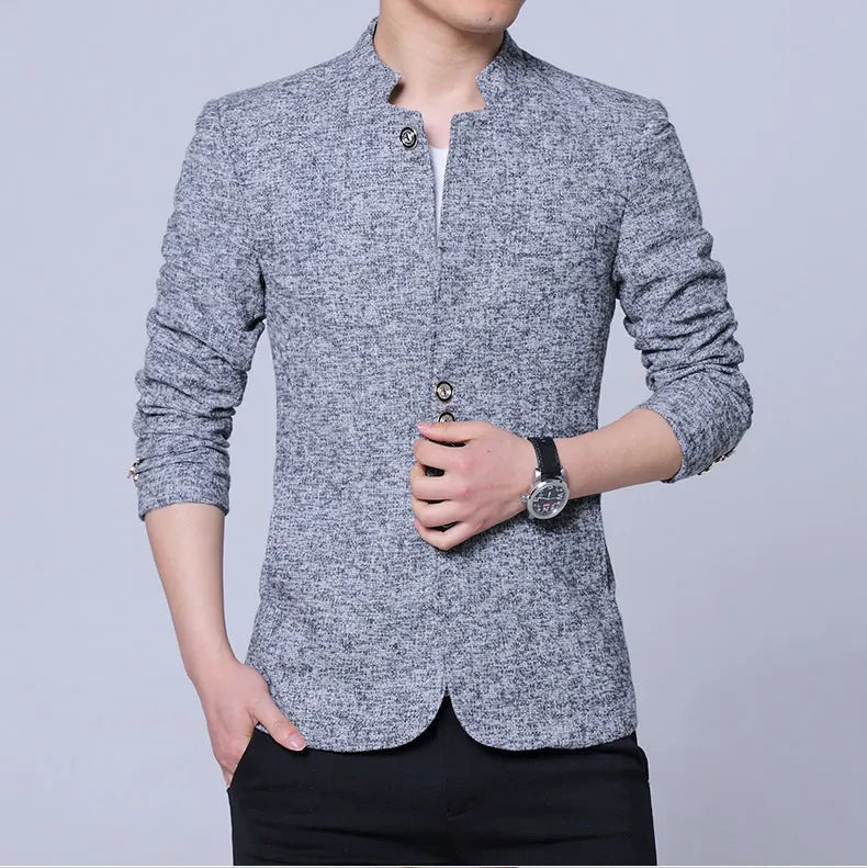 Men's Autumn Winter Casual Slim Fit Plaid Suit Jacket Korean Style Fleece Thickened Coat Large Size Single Breasted Westwear