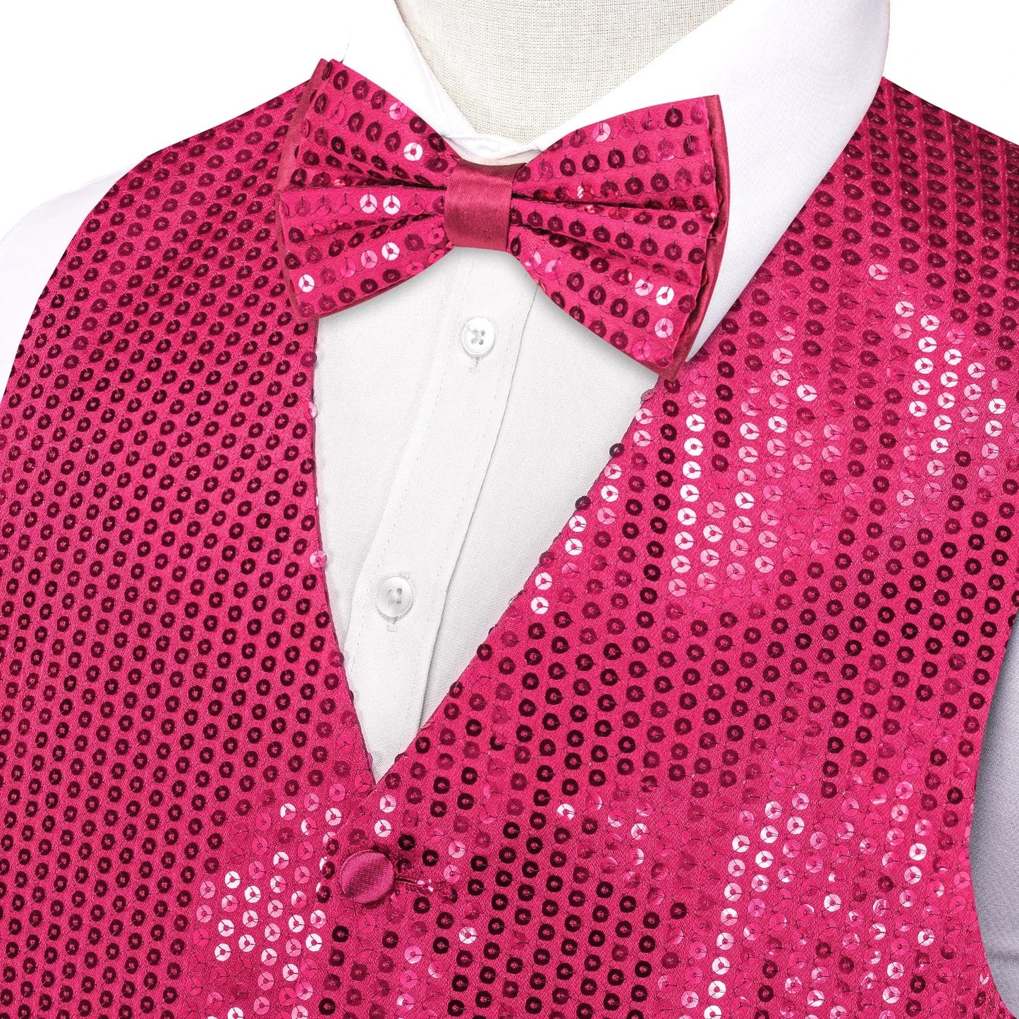 Men's Shiny Sequin Vest and Matching Bow Tie Set – 3 Vibrant Color Options for Parties, Proms Festive Events