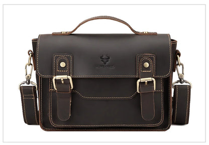Crazy Horse Leather Men Messenger Bag Business Laptop Briefcase Casual Male Work Tote Bags for Ipad Large Capacity Travel Bag