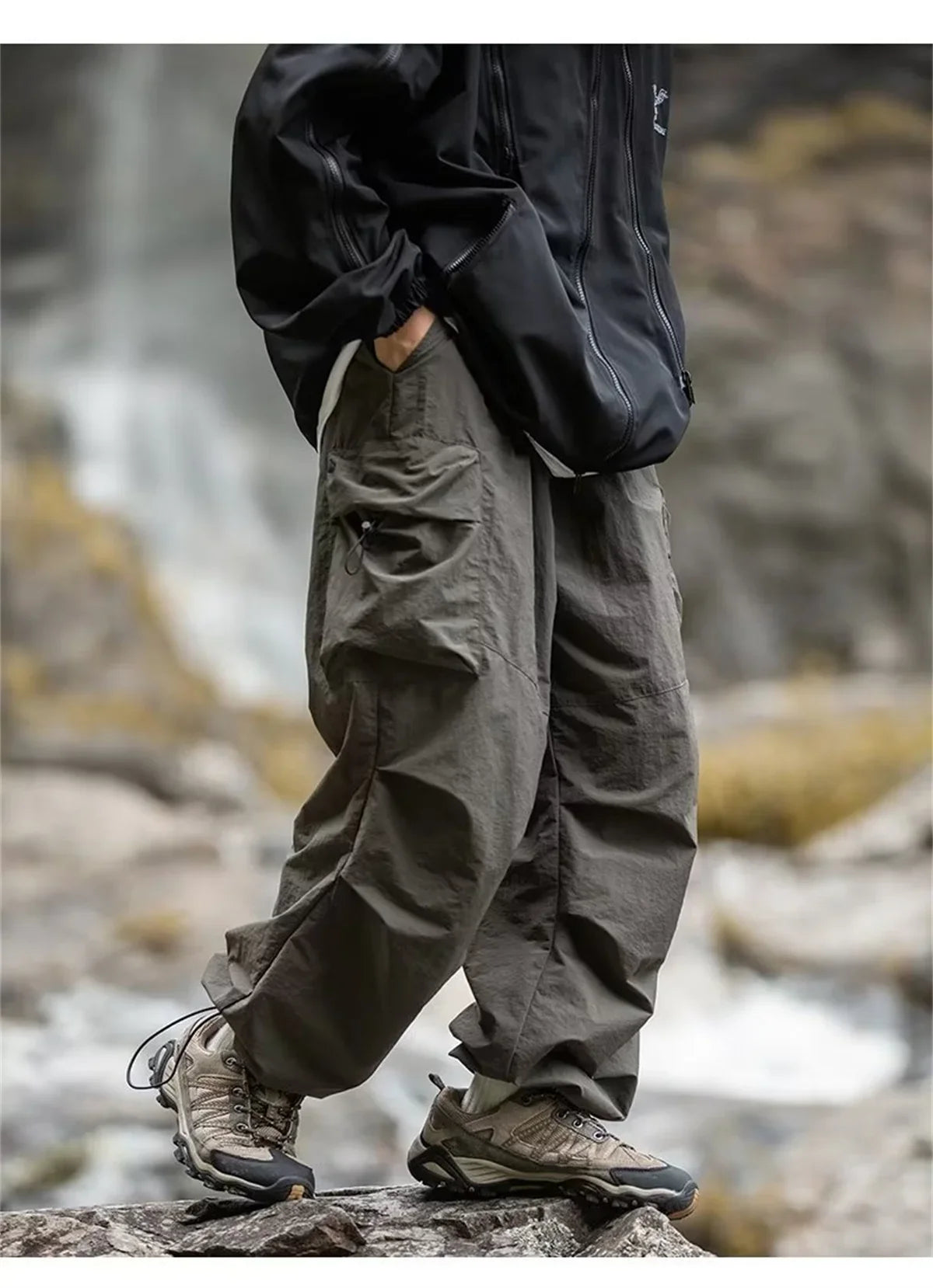 New Trendy New Men's Spring/Summer Breathable Outdoor Cargo Parachute Pants Leisure Hiking Mountaineering Water-resist Pants