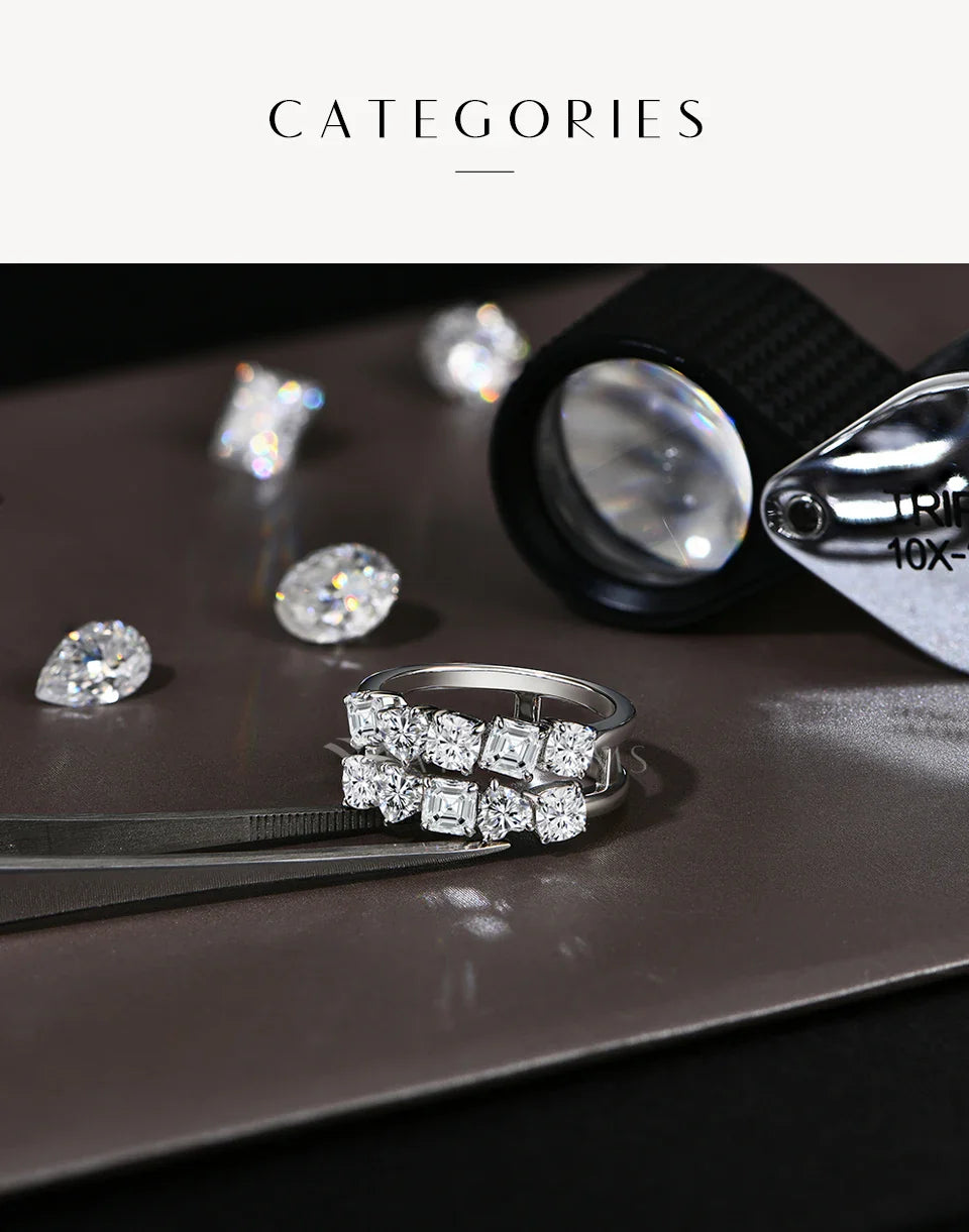 ATTAGEMS Bague en Moissanite diamantée taille 3,2 carats pour femme en argent S925 plaqué or blanc 18 carats Bijoux de fiançailles et de mariage de qualité supérieure