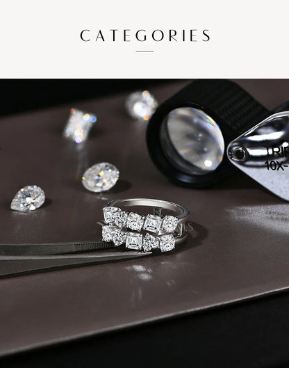 ATTAGEMS Bague en Moissanite diamantée taille 3,2 carats pour femme en argent S925 plaqué or blanc 18 carats Bijoux de fiançailles et de mariage de qualité supérieure