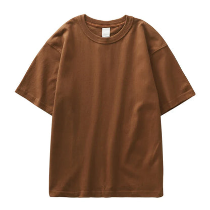 11.2oz Heavyweight 100% Cotton T-Shirt Men's Casual Solid Color Short-Sleeved White CrewNeck Thick Tops Unisex.