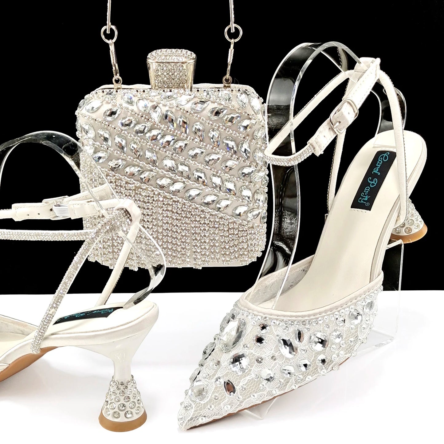 Italian Design Mini Three-Dimensional Hard Bag Tassel Decoration Bag Nigeria Elegant Shoes and Bag Set Women Shoes