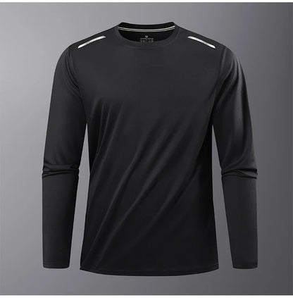 Men's Summer Long Sleeve Tops Outdoor Elastic Quick-Drying Breathable Cool Sweatshirt Men Jogging Reflective Strip Sweatshirt